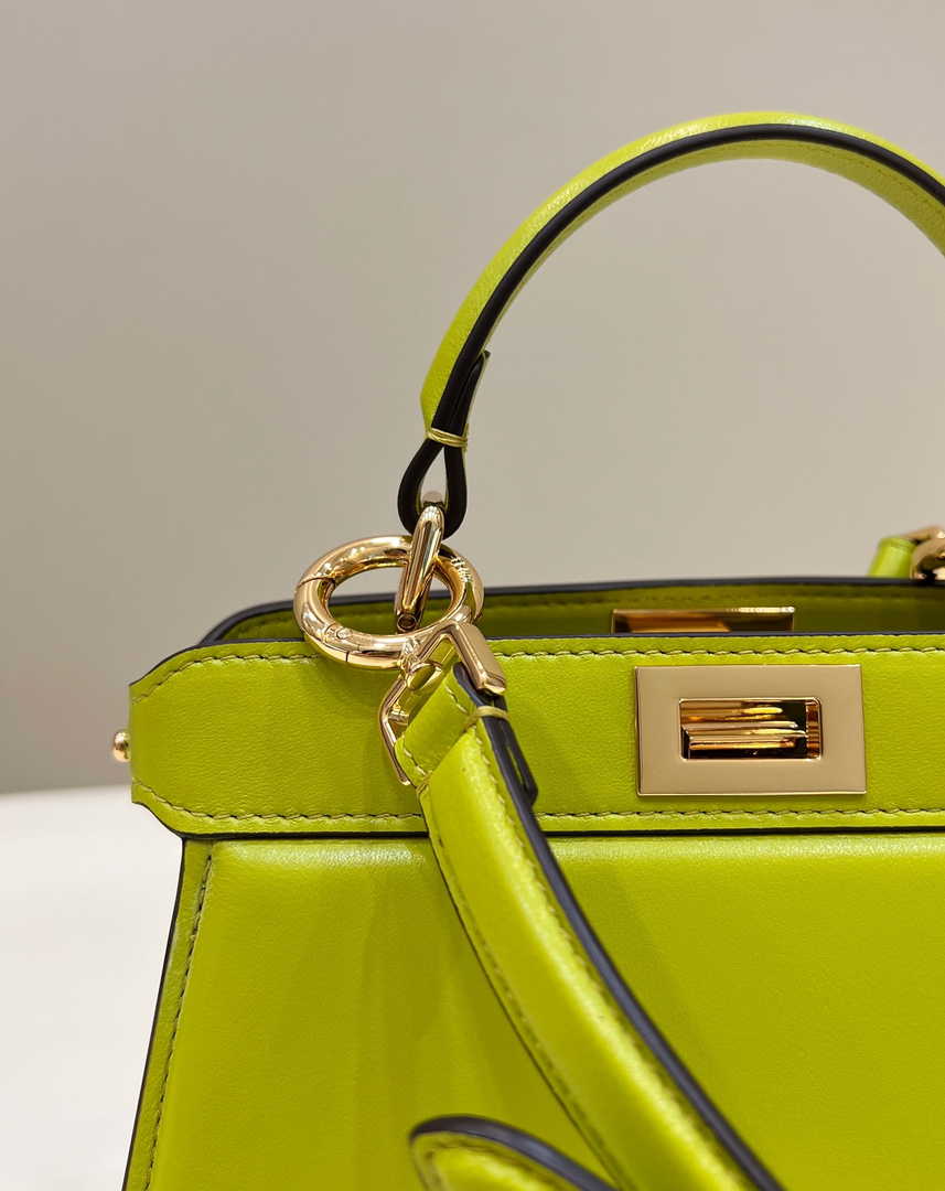 Fendi 8BN335 Peekaboo ISeeU Petite Padded Nappa Leather Bag Yellow green