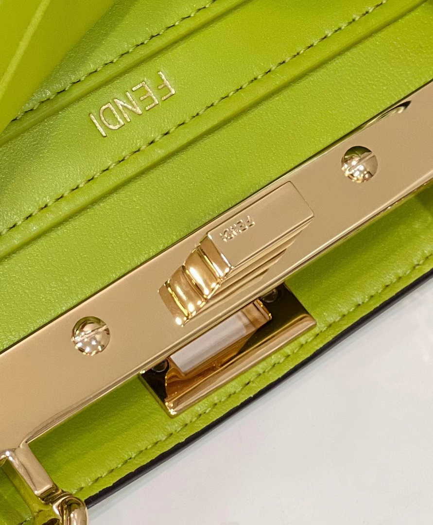 Fendi 8BN335 Peekaboo ISeeU Petite Padded Nappa Leather Bag Yellow green