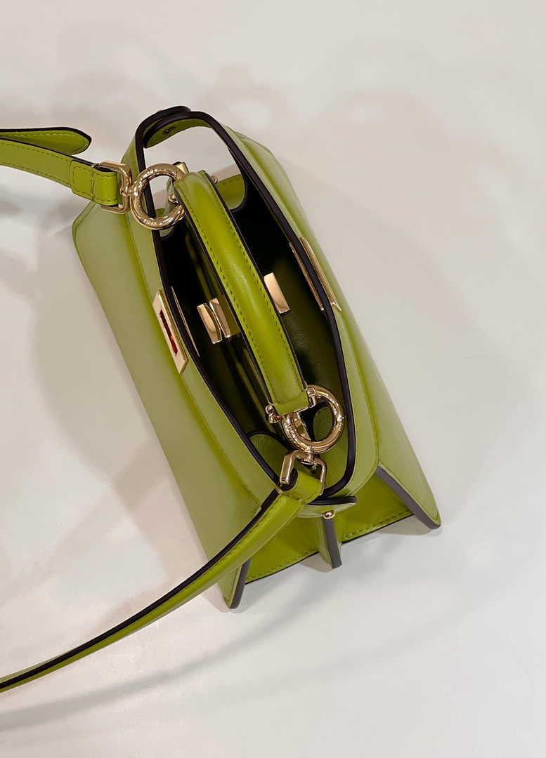 Fendi 8BN335 Peekaboo ISeeU Petite Padded Nappa Leather Bag Yellow green
