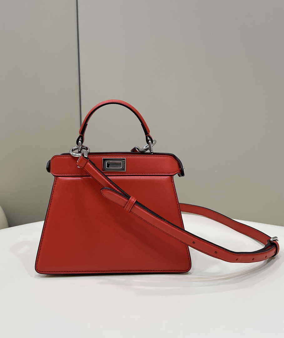 Fendi 8BN335 Peekaboo ISeeU Petite Padded Nappa Leather Bag Red