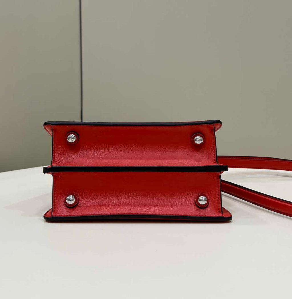 Fendi 8BN335 Peekaboo ISeeU Petite Padded Nappa Leather Bag Red