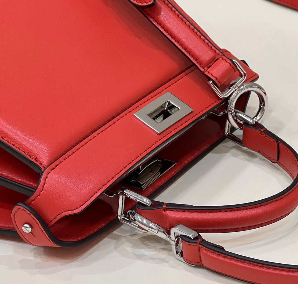 Fendi 8BN335 Peekaboo ISeeU Petite Padded Nappa Leather Bag Red