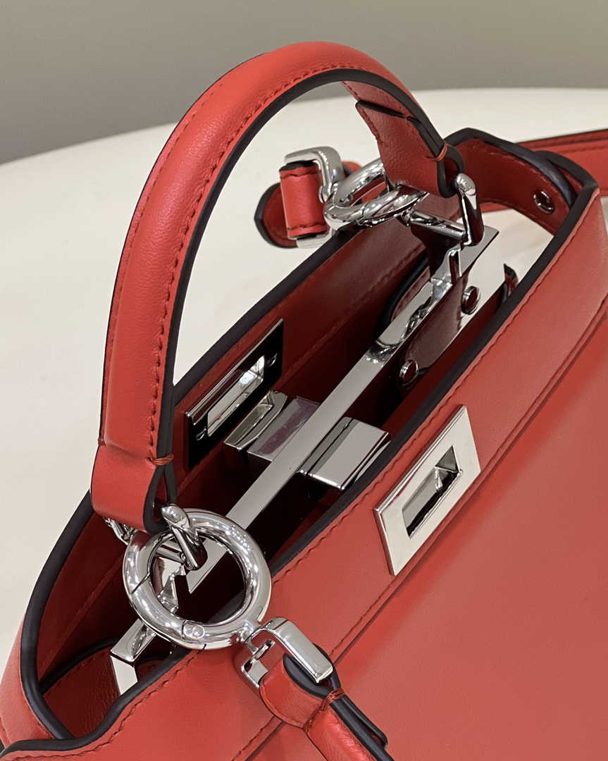 Fendi 8BN335 Peekaboo ISeeU Petite Padded Nappa Leather Bag Red