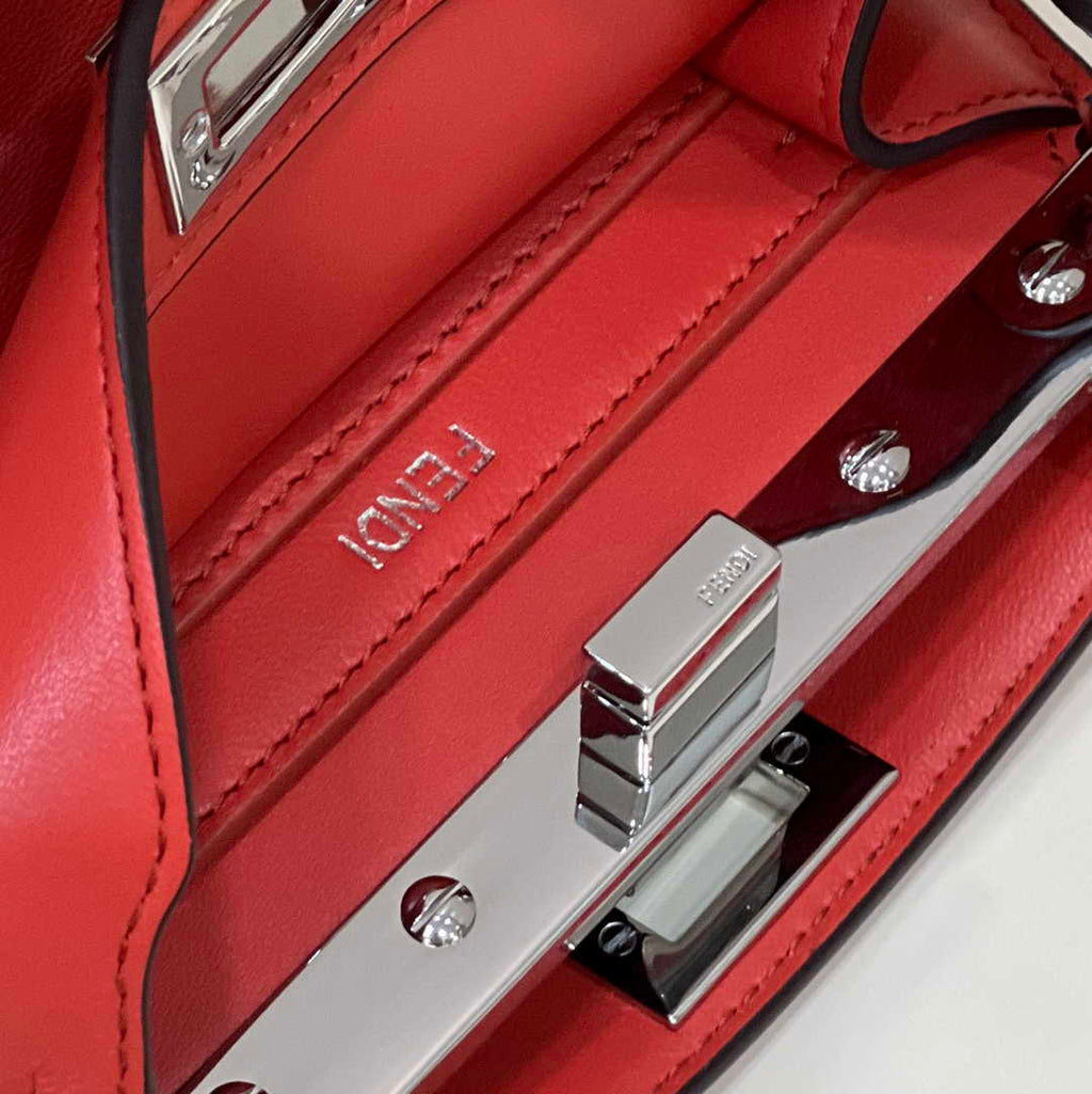Fendi 8BN335 Peekaboo ISeeU Petite Padded Nappa Leather Bag Red