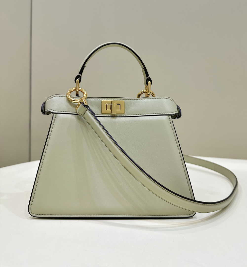 Fendi 8BN335 Peekaboo ISeeU Petite Padded Nappa Leather Bag Beige Green
