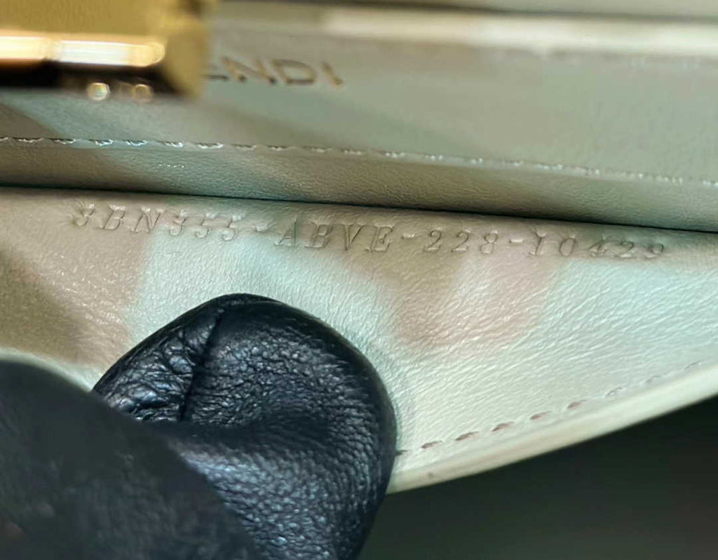 Fendi 8BN335 Peekaboo ISeeU Petite Padded Nappa Leather Bag Beige Green