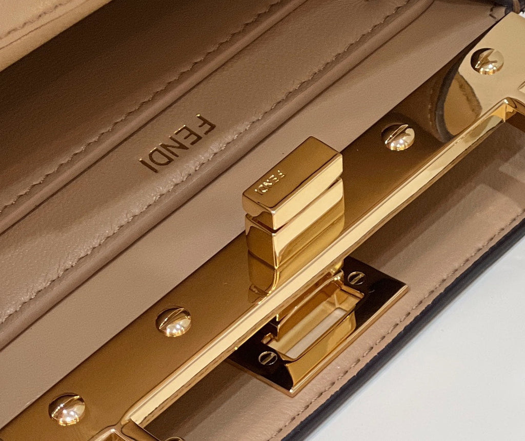 Fendi 8BN335 Peekaboo ISeeU Petite Padded Nappa Leather Bag Apricot