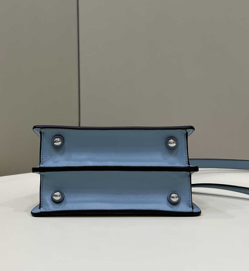 Fendi 8BN335 Peekaboo ISeeU Petite Padded Nappa Leather Bag Blue