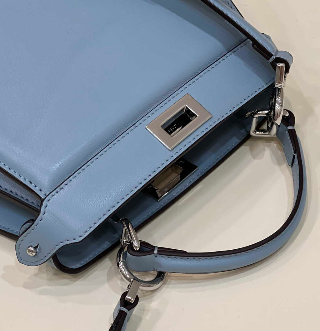 Fendi 8BN335 Peekaboo ISeeU Petite Padded Nappa Leather Bag Blue