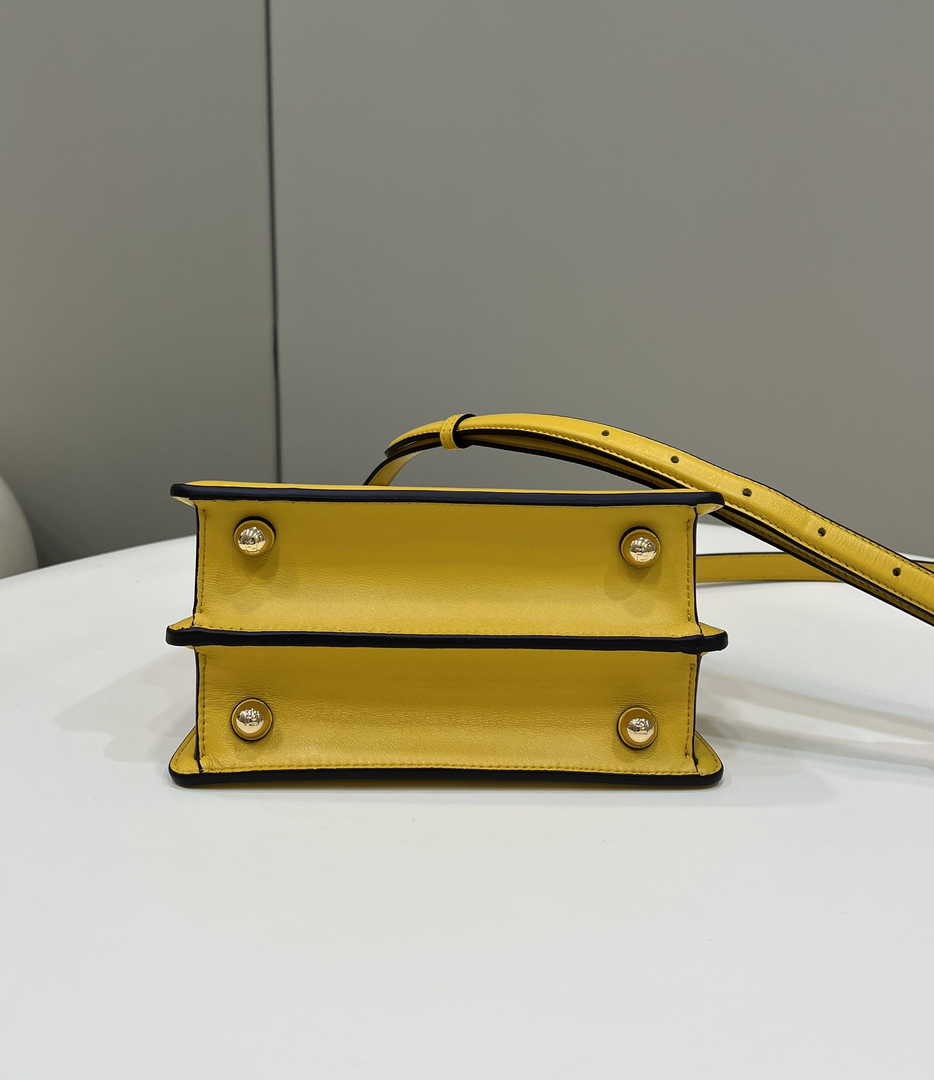 Fendi 8BN335 Peekaboo ISeeU Petite Padded Nappa Leather Bag Yellow