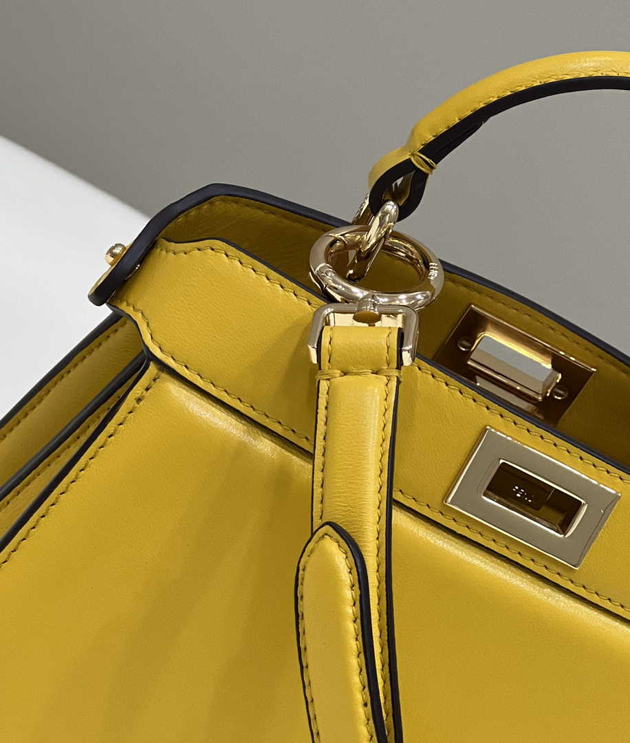 Fendi 8BN335 Peekaboo ISeeU Petite Padded Nappa Leather Bag Yellow