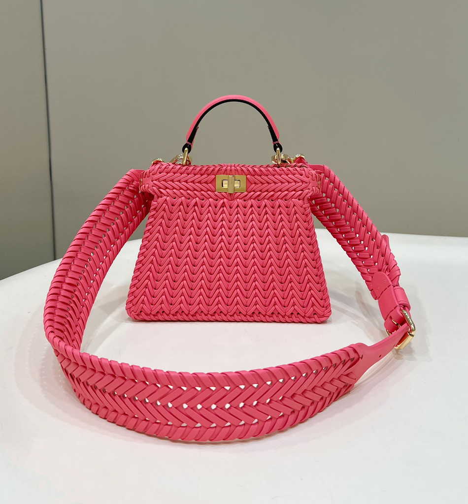 Fendi 8BN335 Peekaboo ISeeU Petite Bag Pink Camellia leather