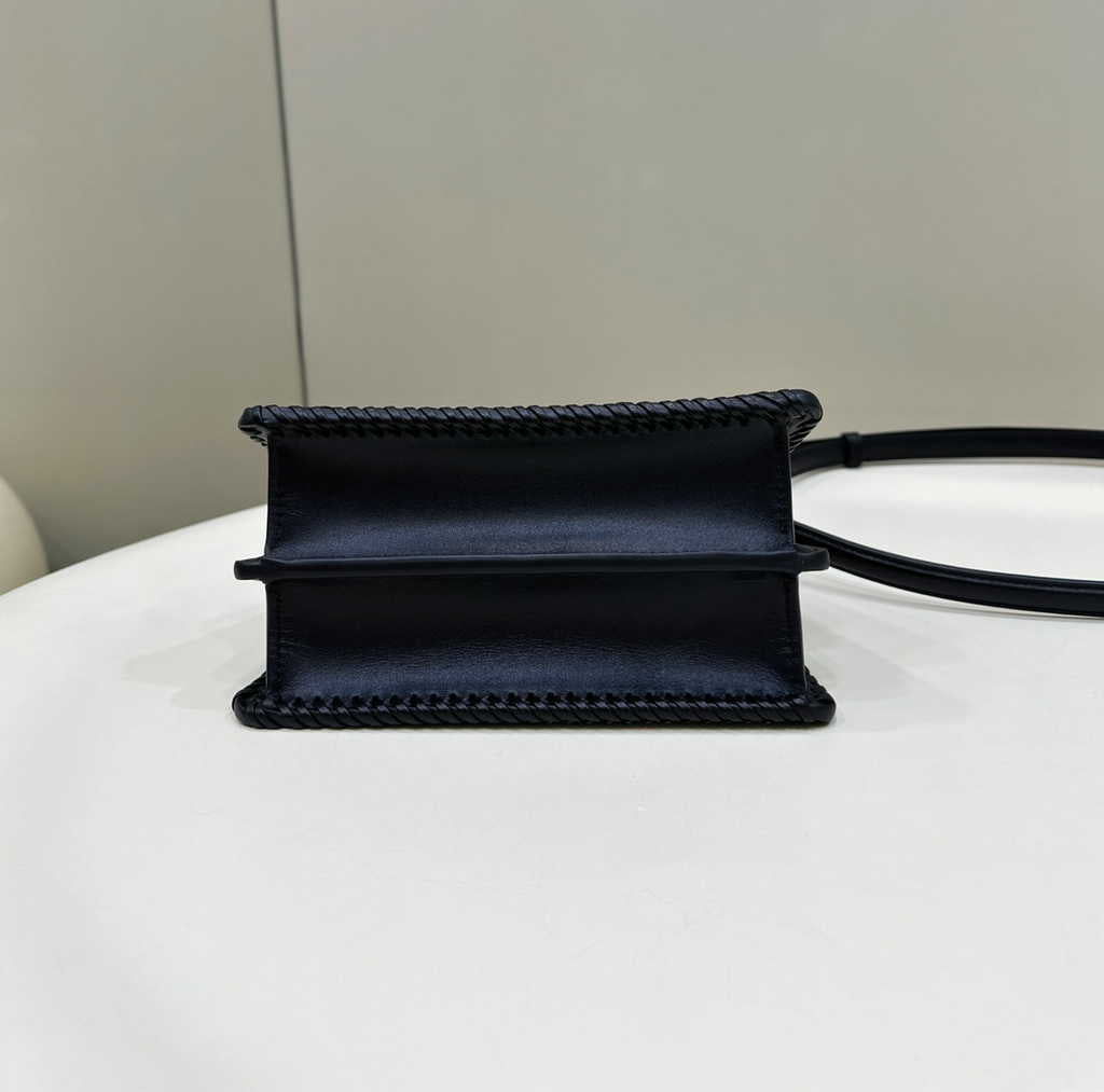 Fendi 8BN335 Peekaboo ISeeU Petite Bag Black Camellia leather