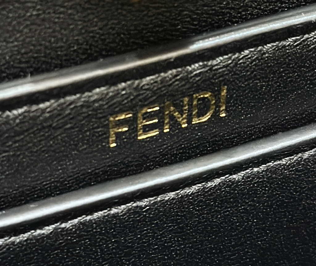 Fendi 8BN335 Peekaboo ISeeU Petite Bag Black Camellia leather