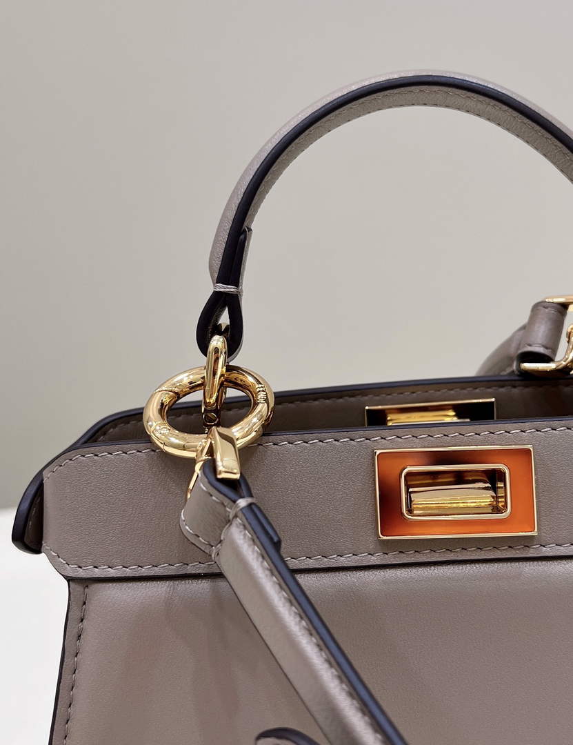 Fendi 8BN335 Peekaboo ISeeU Petite Padded Nappa Leather Bag Gray