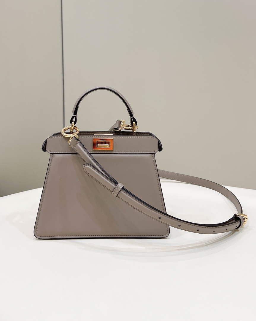 Fendi 8BN335 Peekaboo ISeeU Petite Padded Nappa Leather Bag Gray