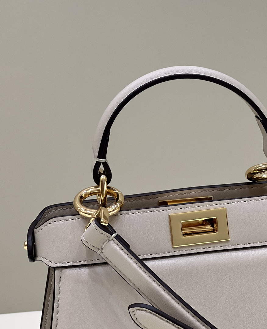 Fendi 8BN335 Peekaboo ISeeU Petite Padded Nappa Leather Bag Beige