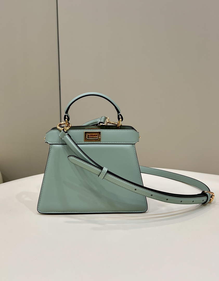 Fendi 8BN335 Peekaboo ISeeU Petite Padded Nappa Leather Bag Light Blue