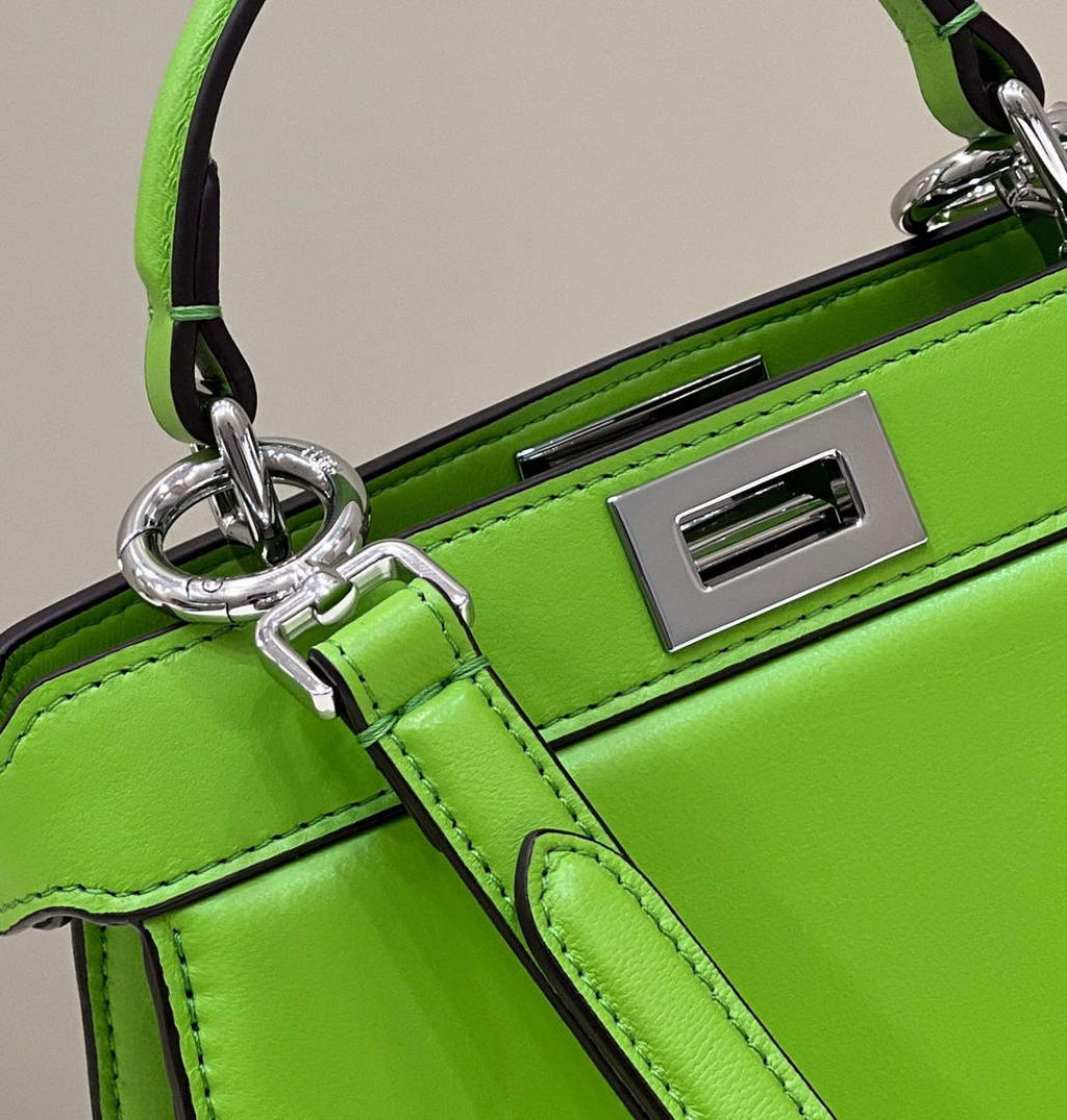 Fendi 8BN335 Peekaboo ISeeU Petite Padded Nappa Leather Bag Green
