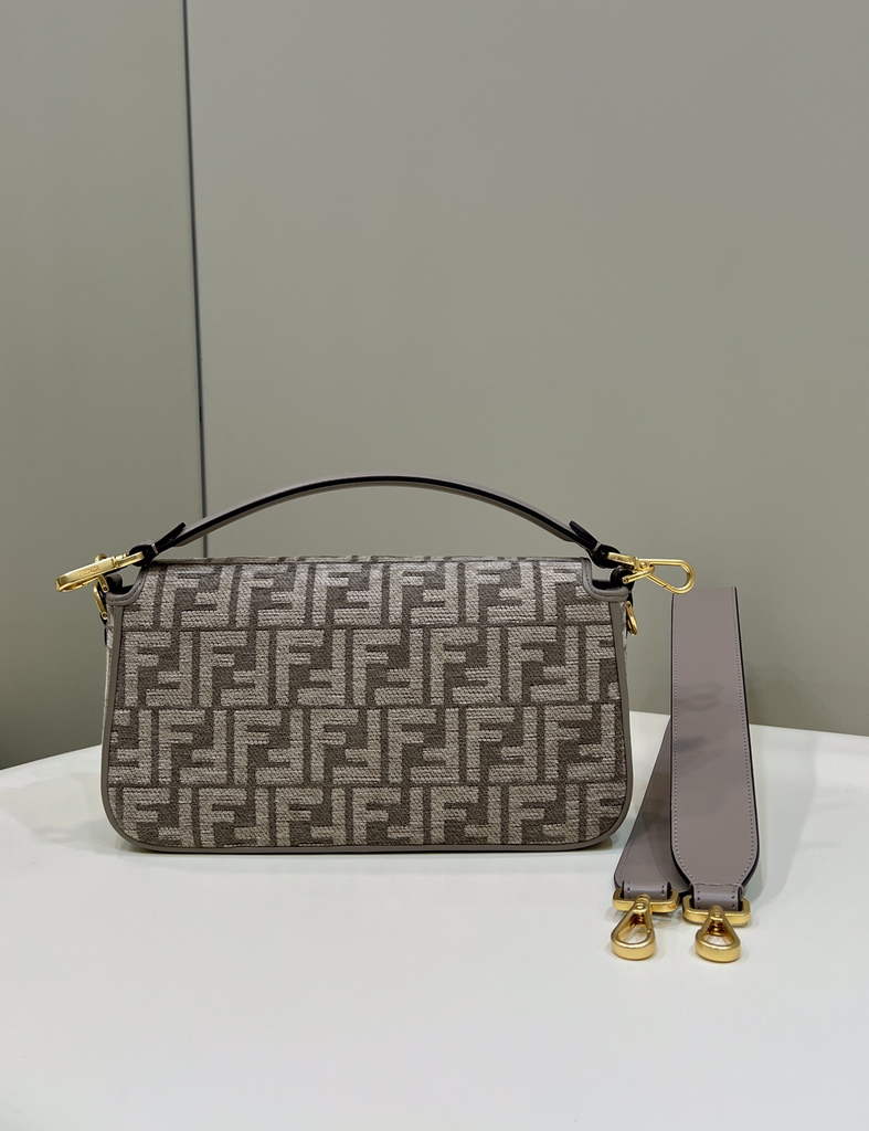 Fendi 8BR600 Baguette Dove gray FF tapestry fabric bag