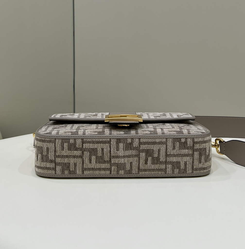 Fendi 8BR600 Baguette Dove gray FF tapestry fabric bag