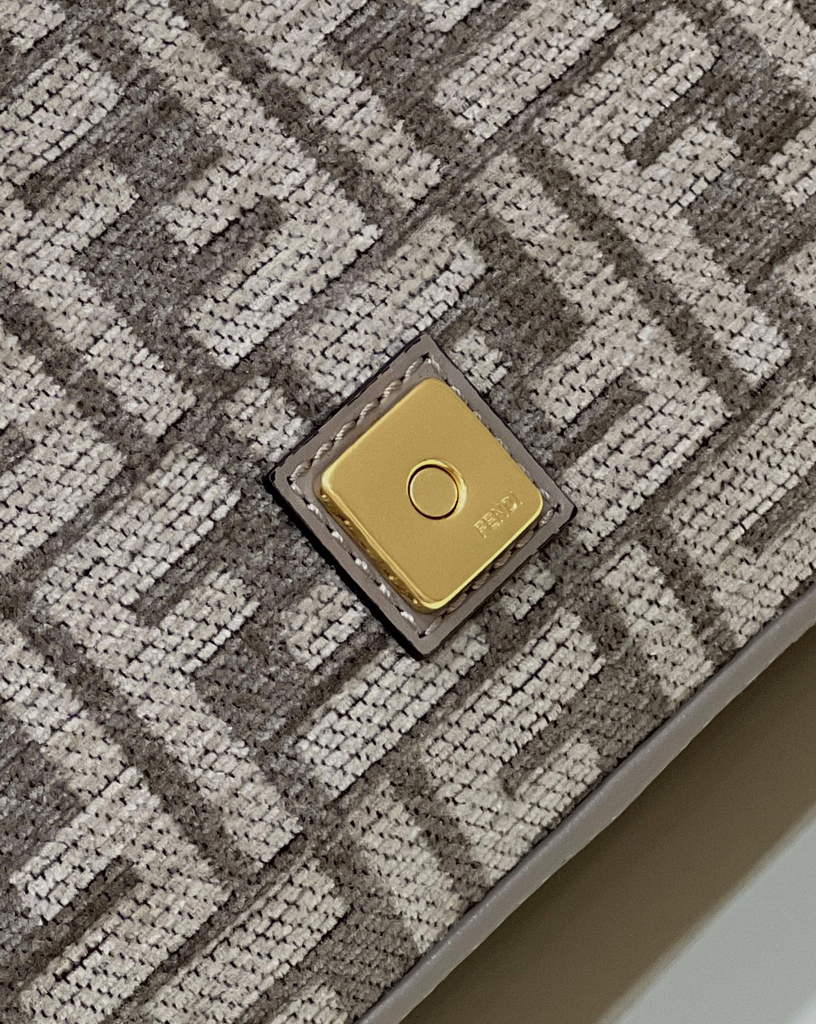 Fendi 8BR600 Baguette Dove gray FF tapestry fabric bag