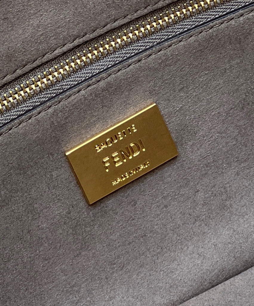 Fendi 8BR600 Baguette Dove gray FF tapestry fabric bag