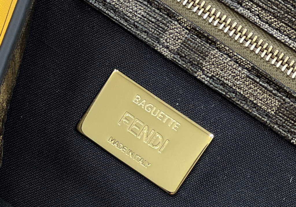 Fendi 8BR600 Baguette FF glazed fabric bag with inlay multicolour