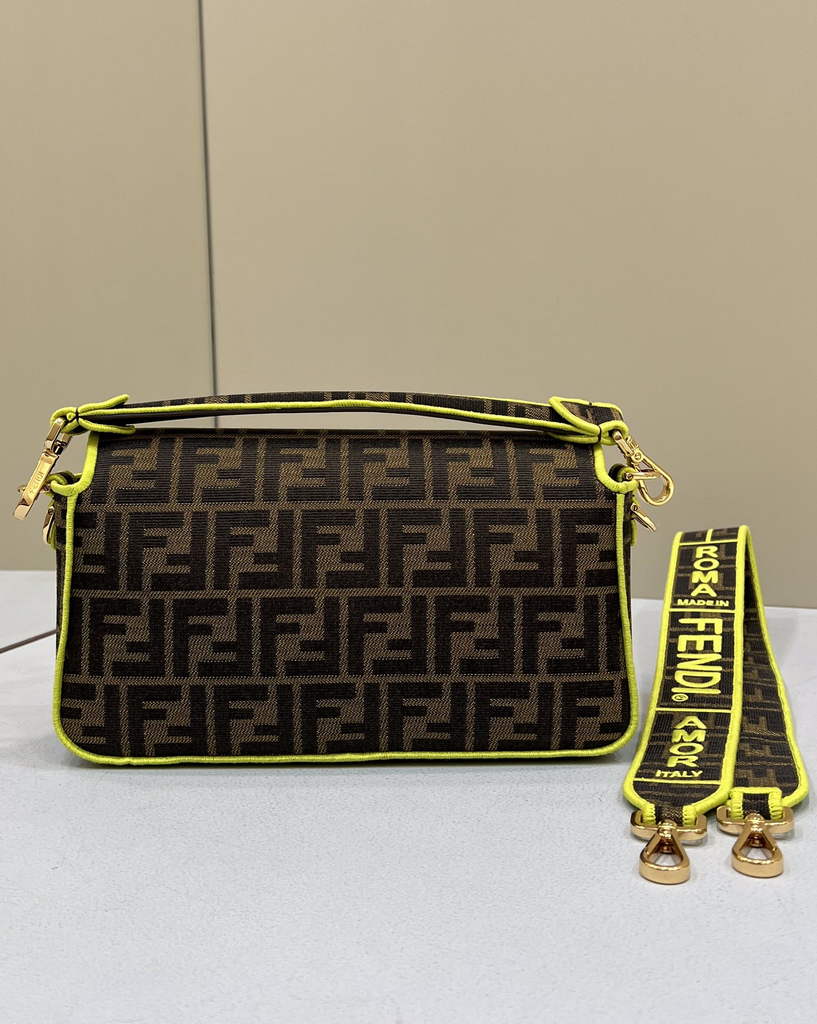 Fendi 8BR600 Baguette Jacquard FF fabric bag Green