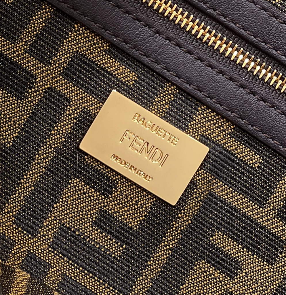 Fendi 8BR600 Baguette Jacquard FF fabric bag Green