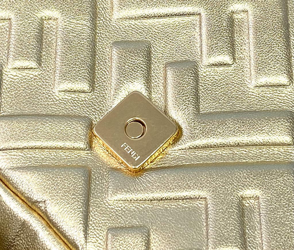 Fendi 8BR600 Baguette Gold leather bag