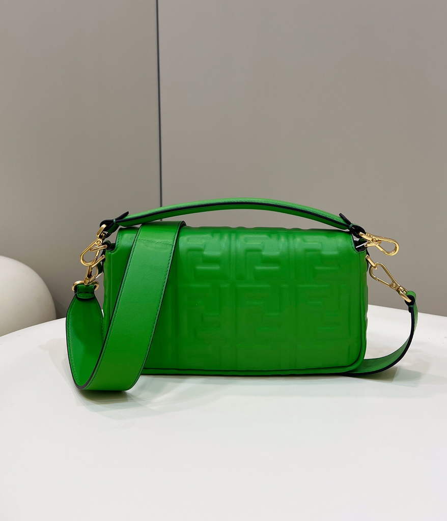 Fendi 8BR600 Baguette Dark Green leather bag