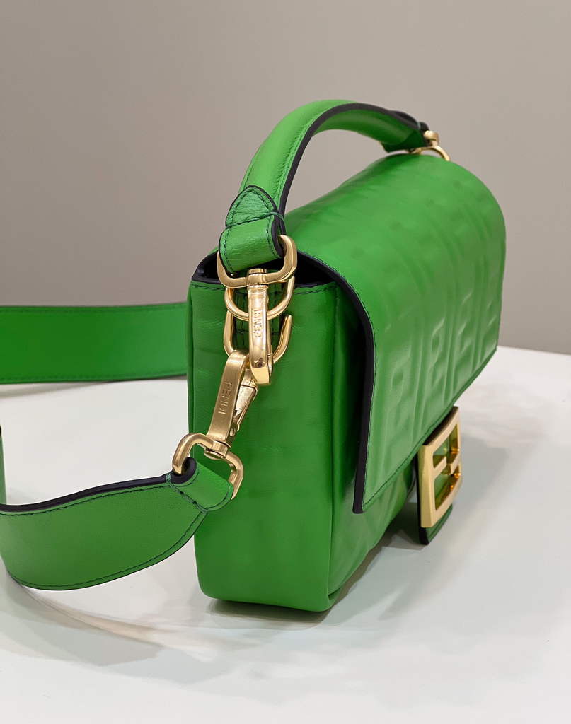 Fendi 8BR600 Baguette Dark Green leather bag