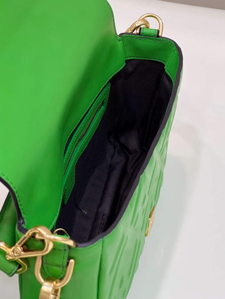 Fendi 8BR600 Baguette Dark Green leather bag