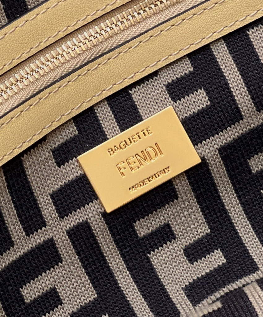 Fendi 8BR600 Baguette Black raffia back with crocheted FF