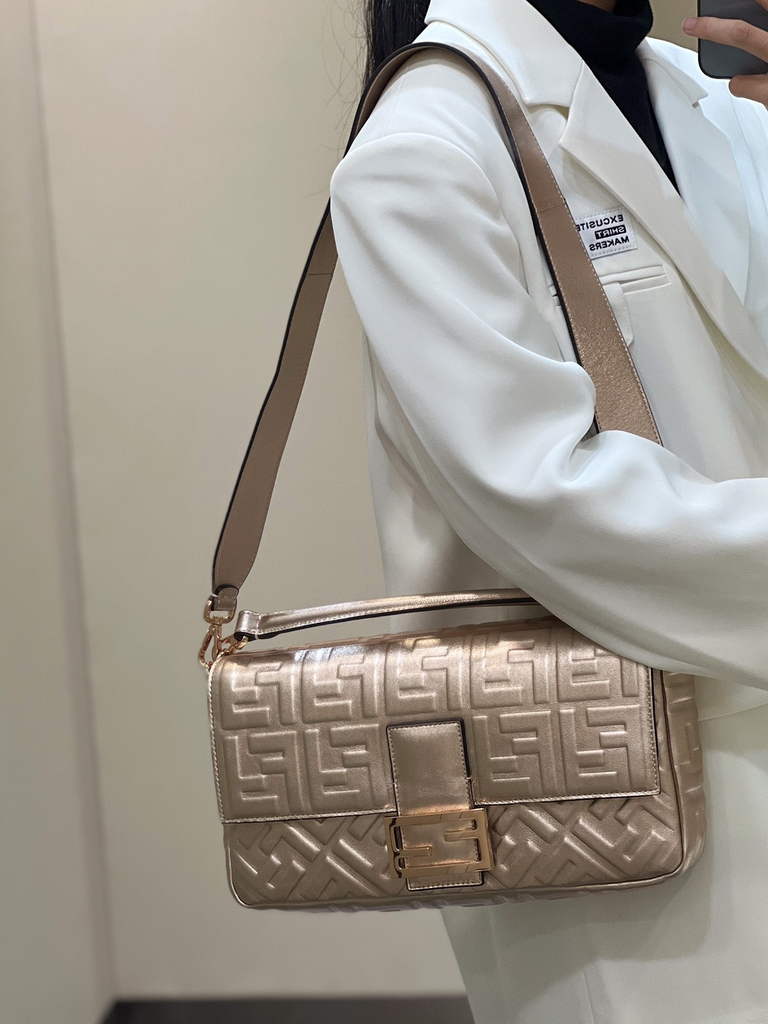 Fendi 8BR771 Baguette Large Rose Gold leather bag