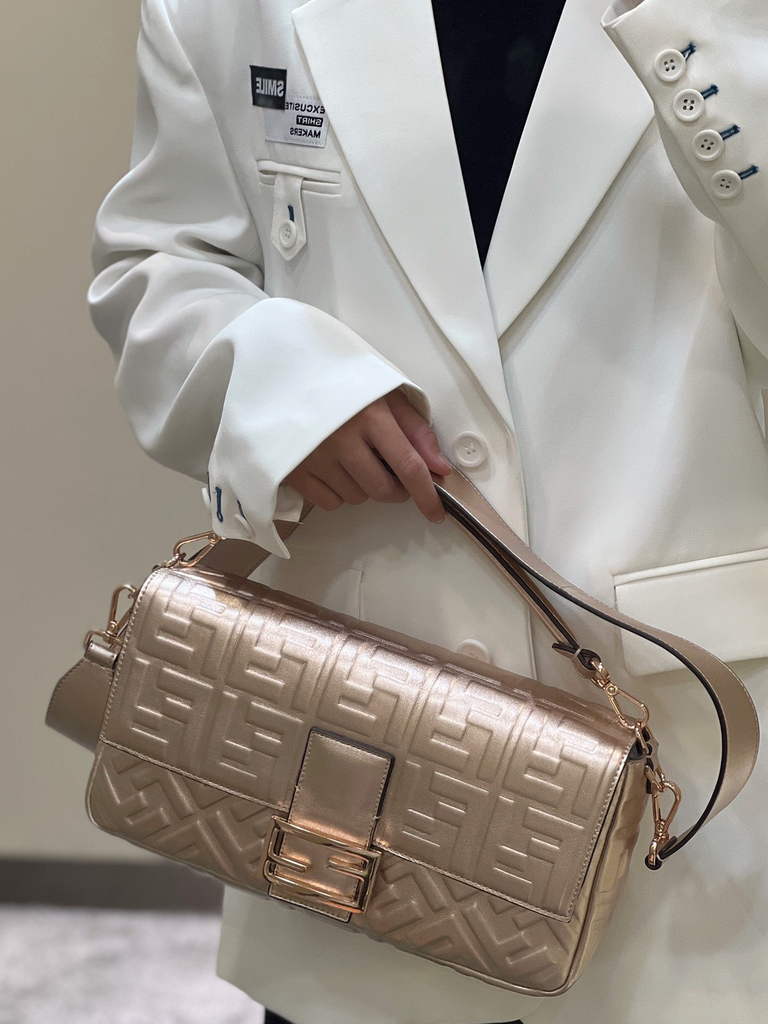 Fendi 8BR771 Baguette Large Rose Gold leather bag