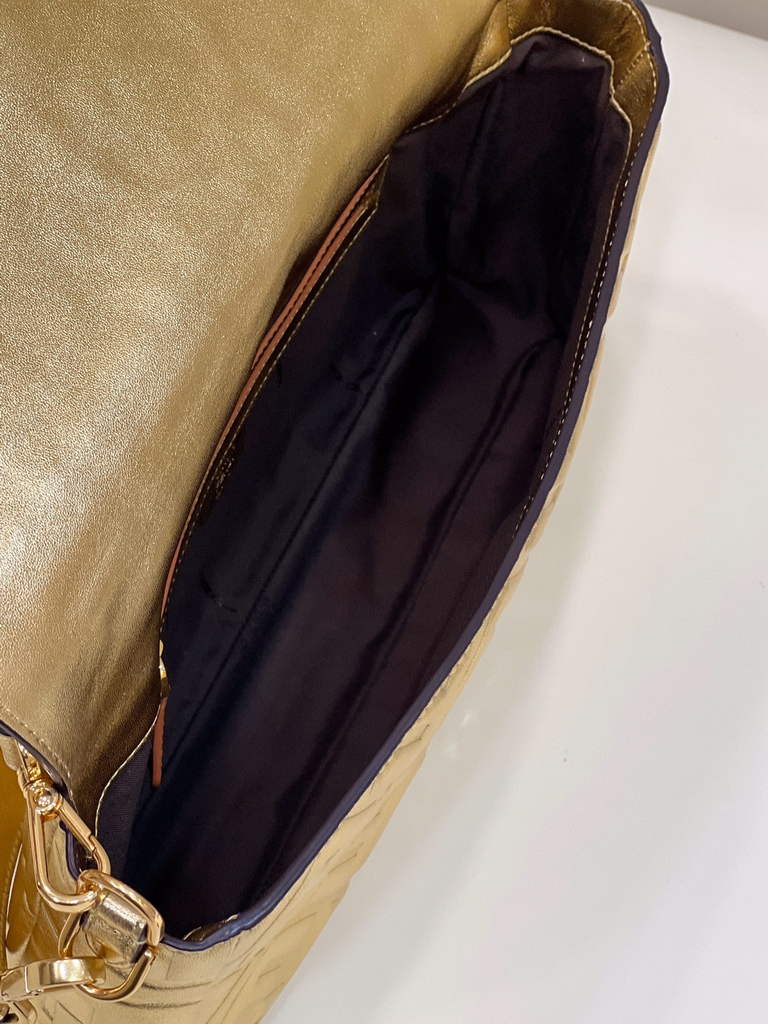 Fendi 8BR771 Baguette Large Gold leather bag