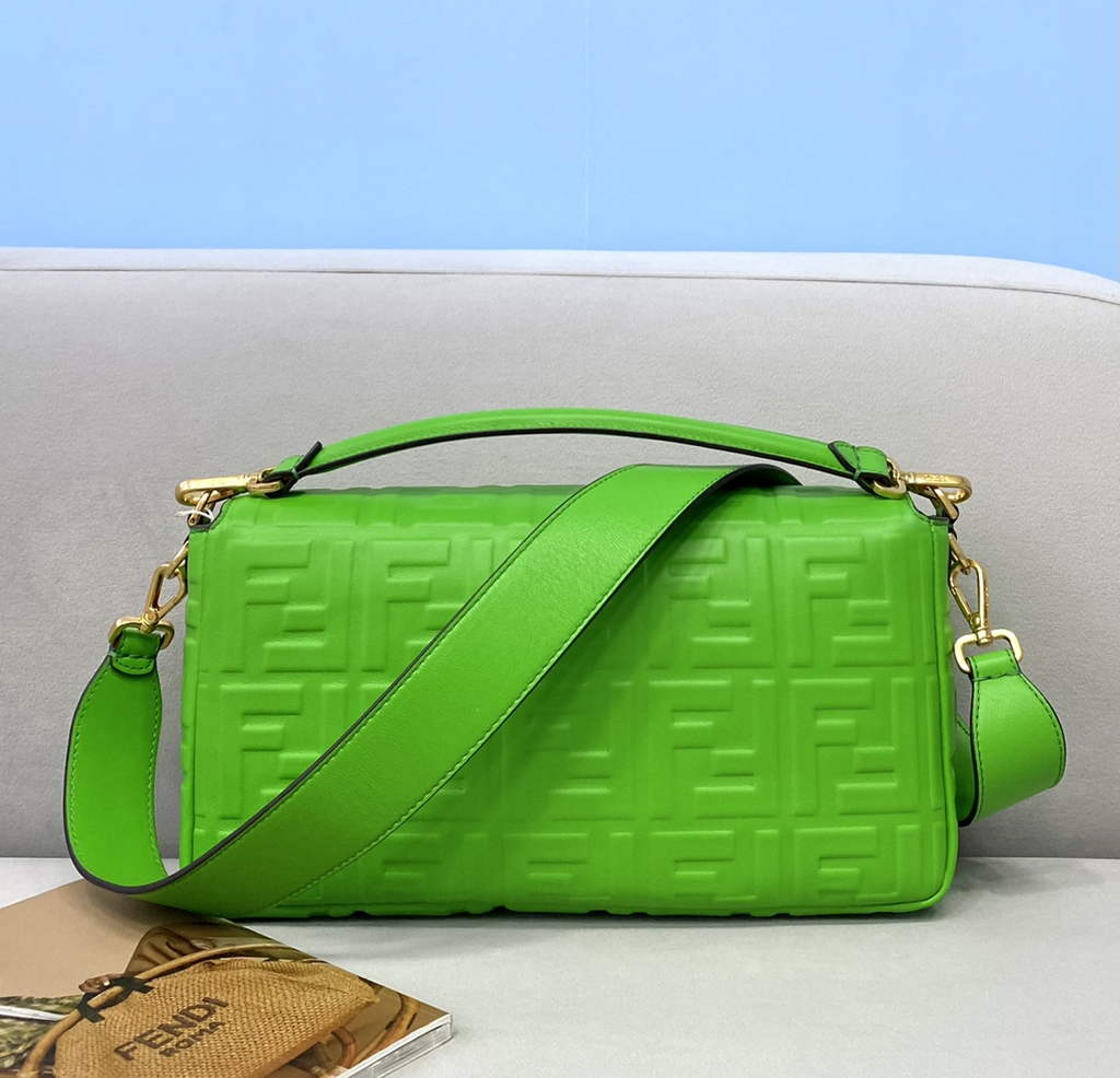 Fendi 8BR771 Baguette Large Green leather bag