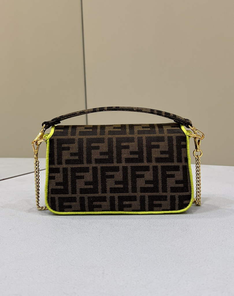 Fendi 8BS017 Baguette Mini Jacquard FF fabric bag Green