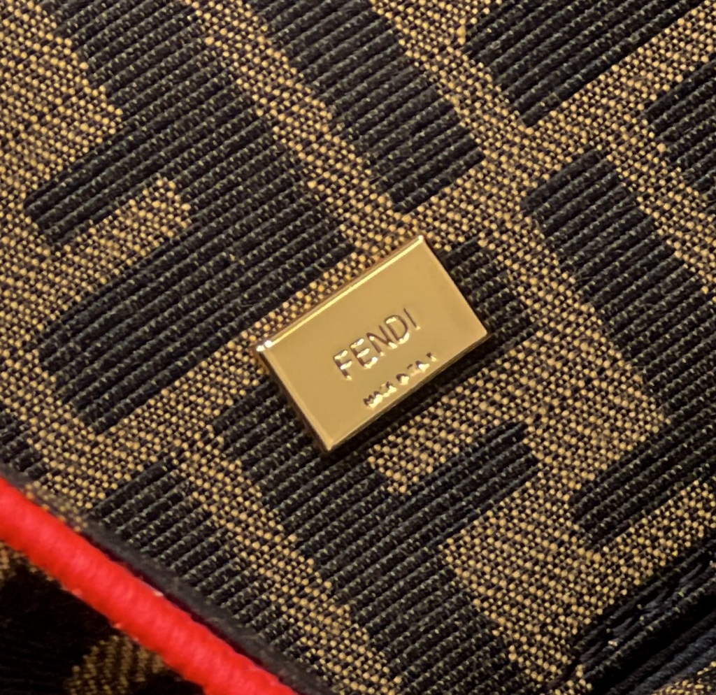 Fendi 8BS017 Baguette Mini Jacquard FF fabric bag Red