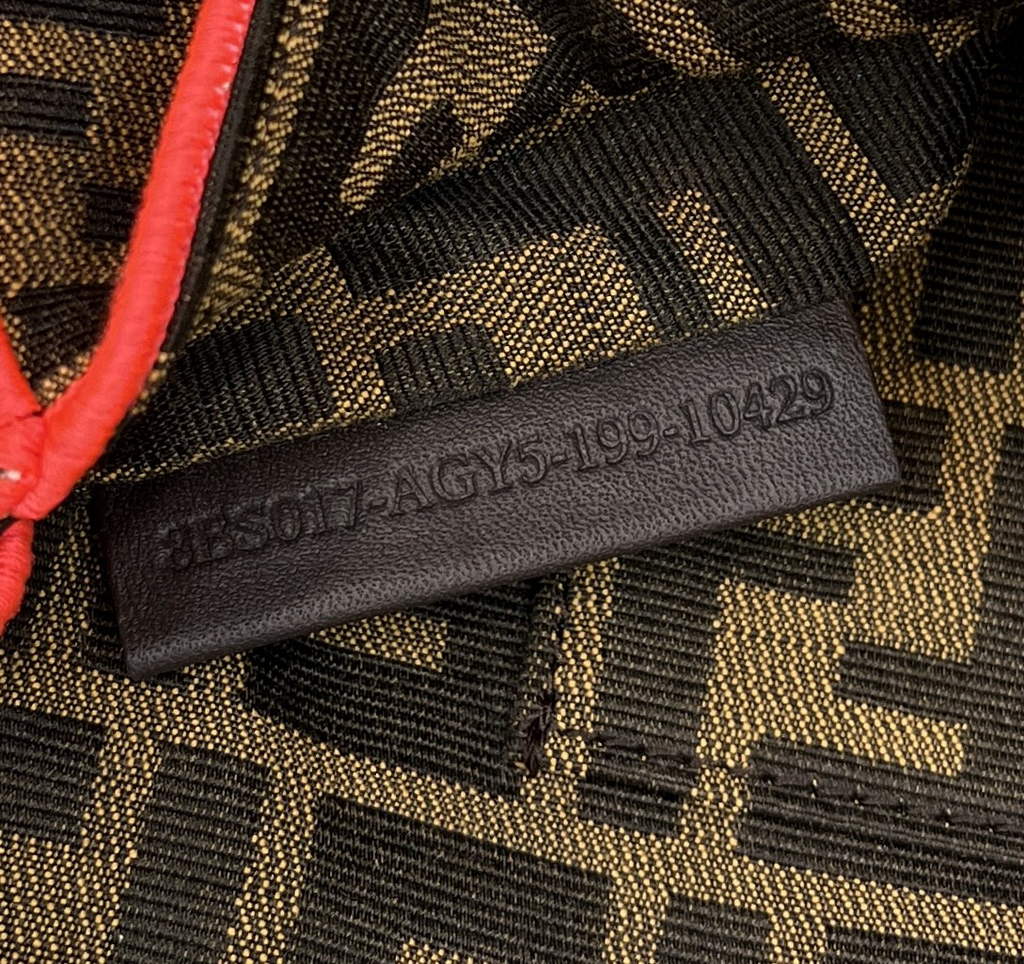 Fendi 8BS017 Baguette Mini Jacquard FF fabric bag Red