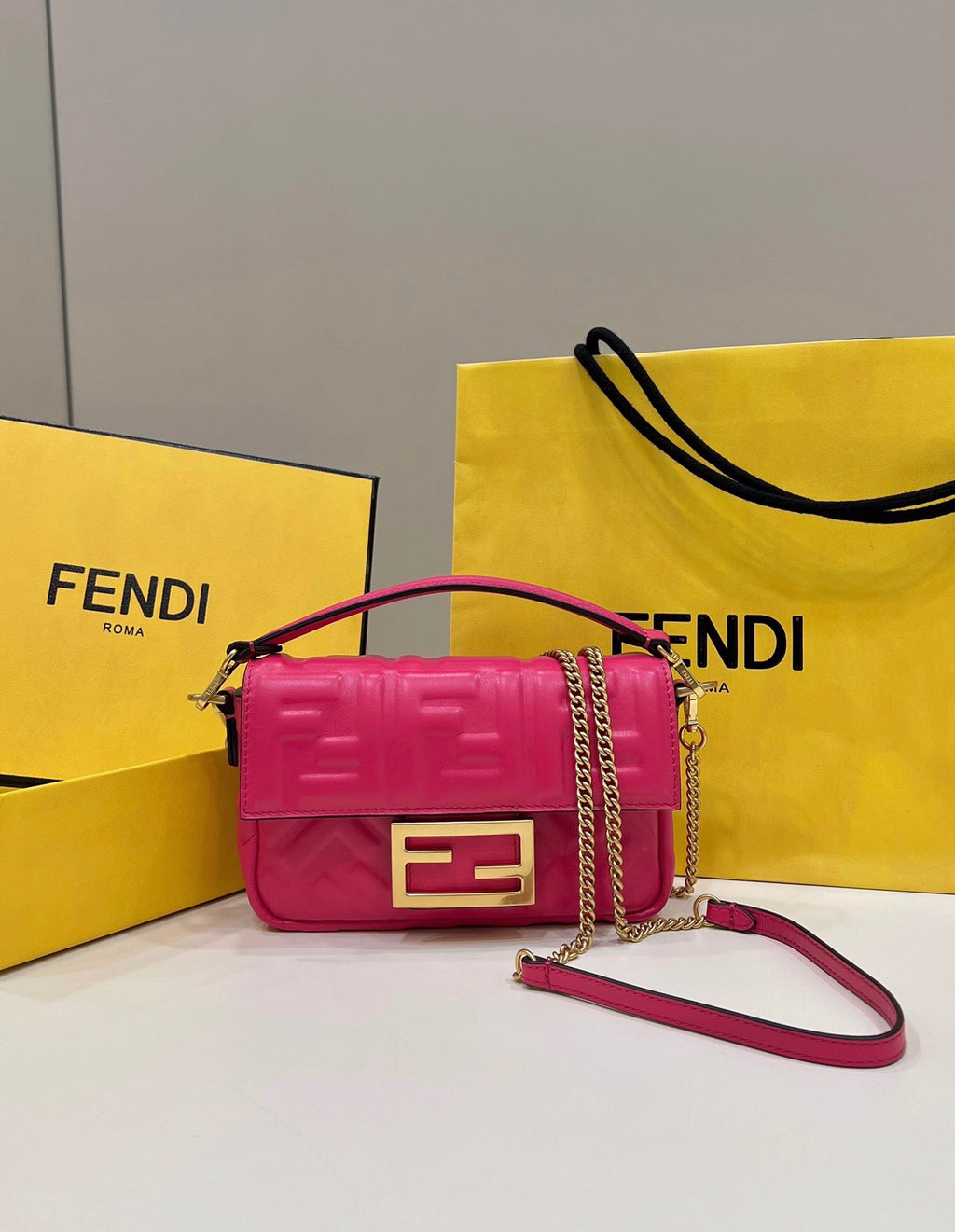 Fendi 8BS017 Baguette Mini Plum leather bag