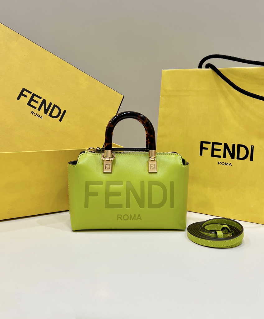 Fendi 8BS067 By The Way Mini Small Acid green leather Boston bag