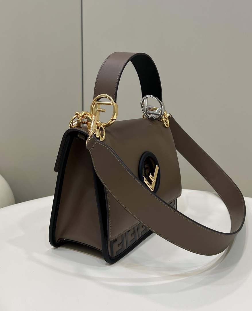 Fendi 8BT284 Kan I F Shoulder Brown leather bag