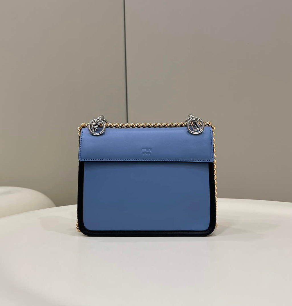 Fendi 8BT286 Kan I F Small Shoulder Blue leather mini-bag