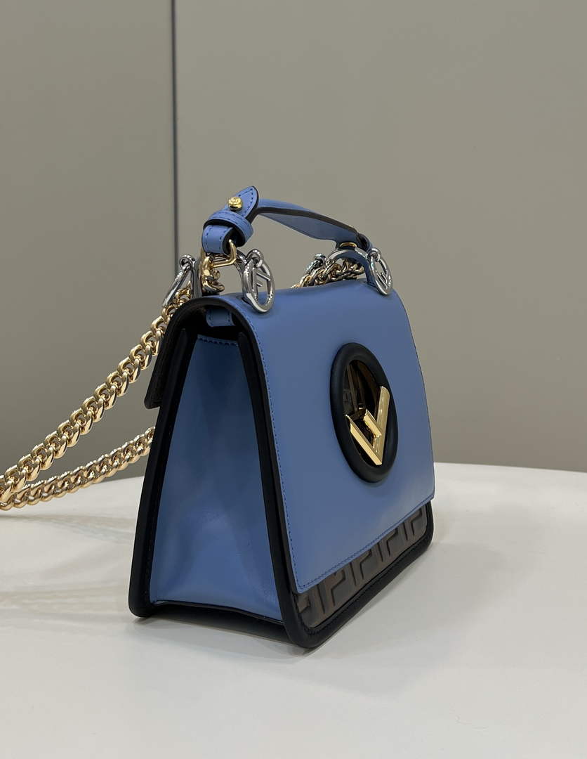Fendi 8BT286 Kan I F Small Shoulder Blue leather mini-bag