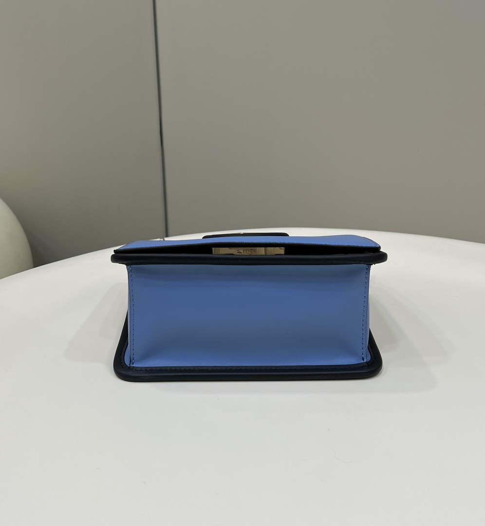 Fendi 8BT286 Kan I F Small Shoulder Blue leather mini-bag
