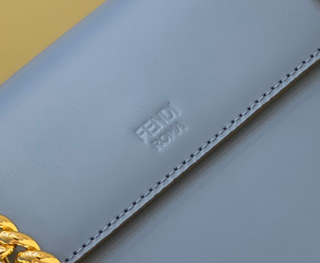 Fendi 8BT286 Kan I F Small Shoulder Blue leather mini-bag