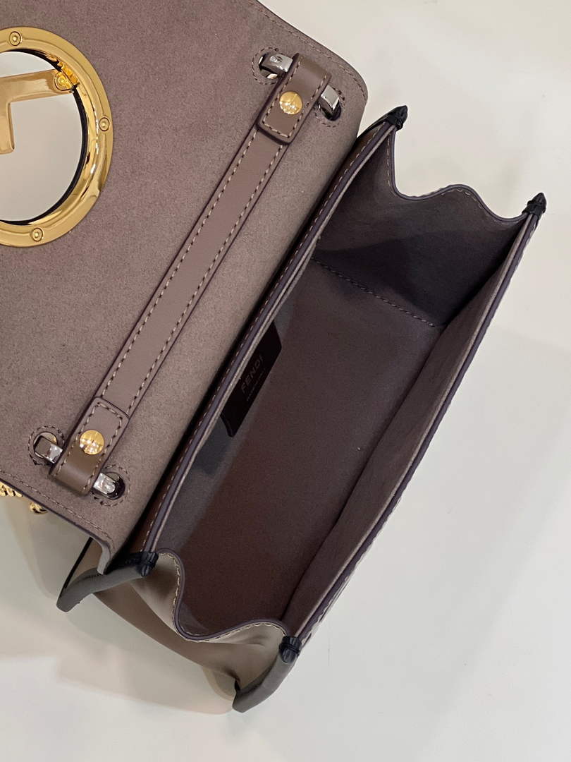 Fendi 8BT286 Kan I F Small Shoulder Brown leather mini-bag
